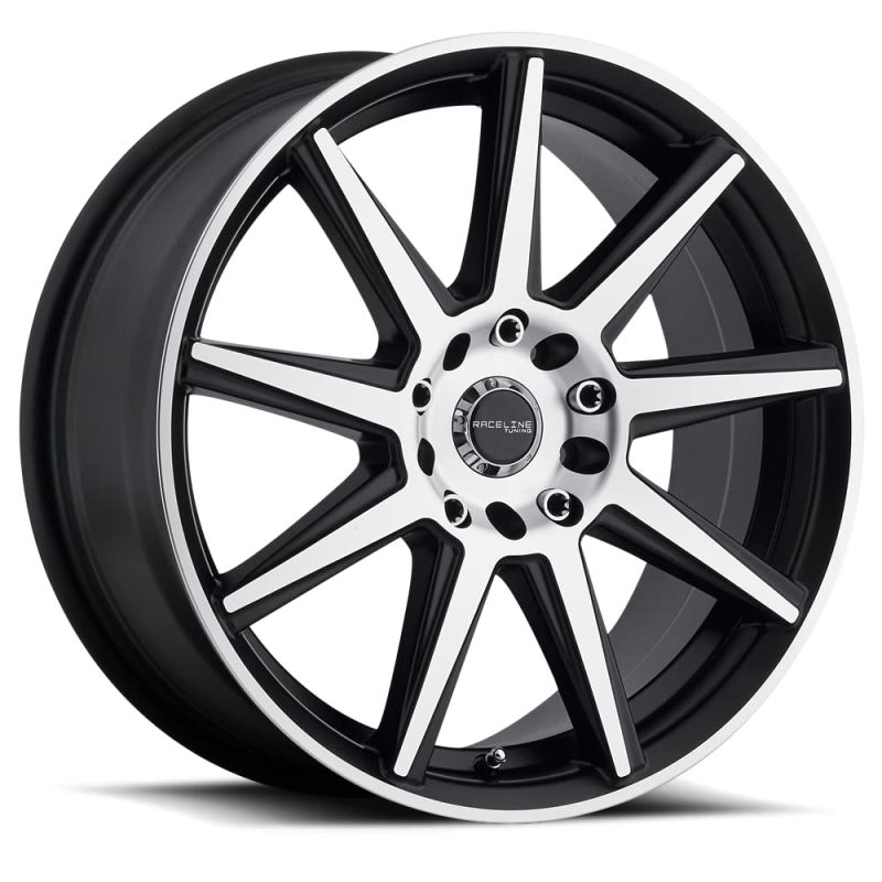 Raceline 144M Storm 15x7in / 5x100/5x114.3 BP / 40mm Offset / 72.62mm Bore - Black & Machined Wheel