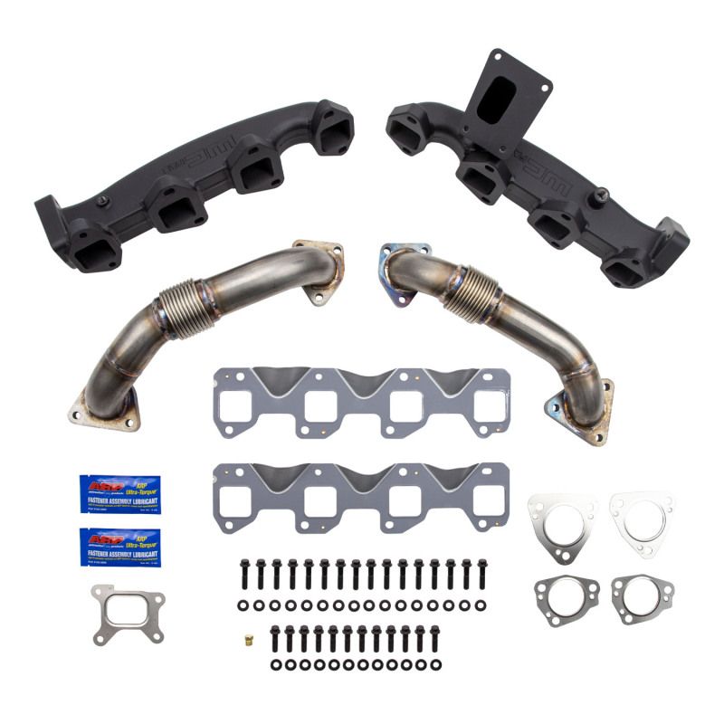 Wehrli WCF100226 17-24 Chevrolet Duramax Billet Exhaust Manifold & Stainless Up Pipe Kit w/ Gaskets & Hardware
