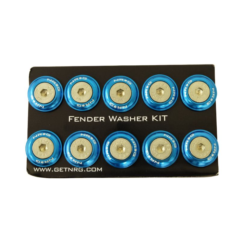 NRG Fender Washer Kit w/Rivets For Plastic (Blue) - Set of 10