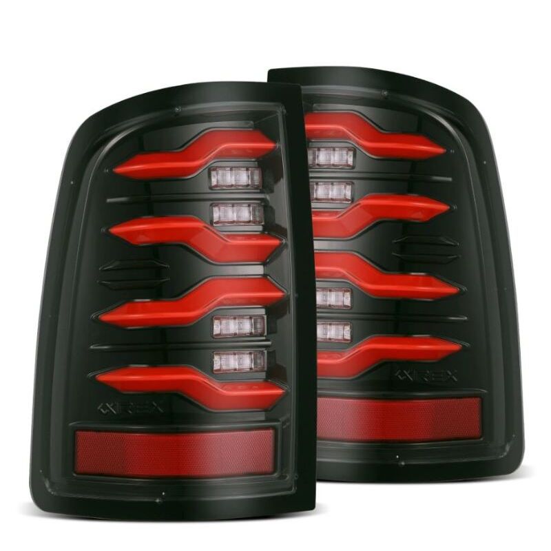 AlphaRex 640002 09-18 Dodge RAM LUXX-Series LED Taillights Black Red w/Actv Light & SS