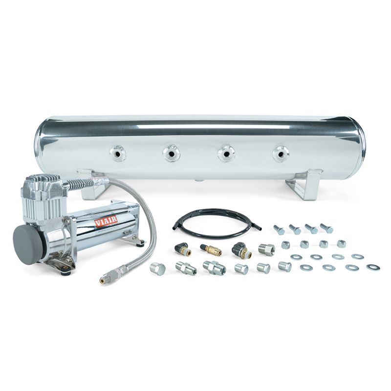 Air Lift 27803 4 Gal. 7-Port Tank w/ Viair 444c Chrome Compressor (Incl. Fittings & Mounting Hardware)