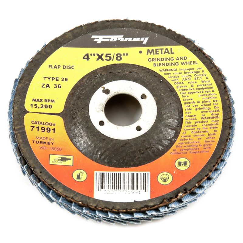 Forney 71993 Flap Disc, Type 29 Blue Zirconia with 5/8-Inch Arbor, 80-Grit, 4-Inch