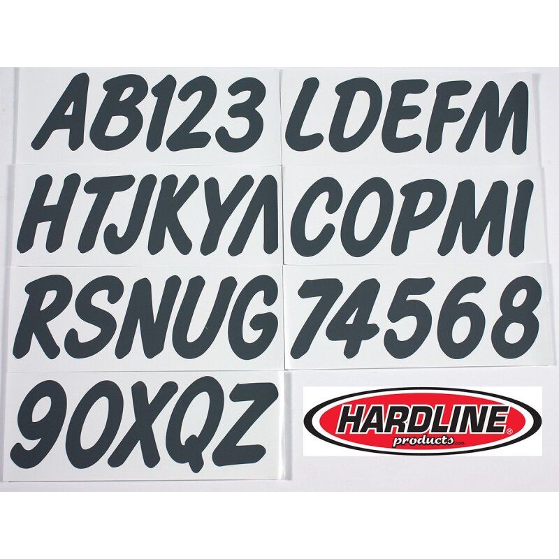 Hardline GRY400EC Boat Lettering Registration Kit 3 in. - 400 Dark Grey Solid