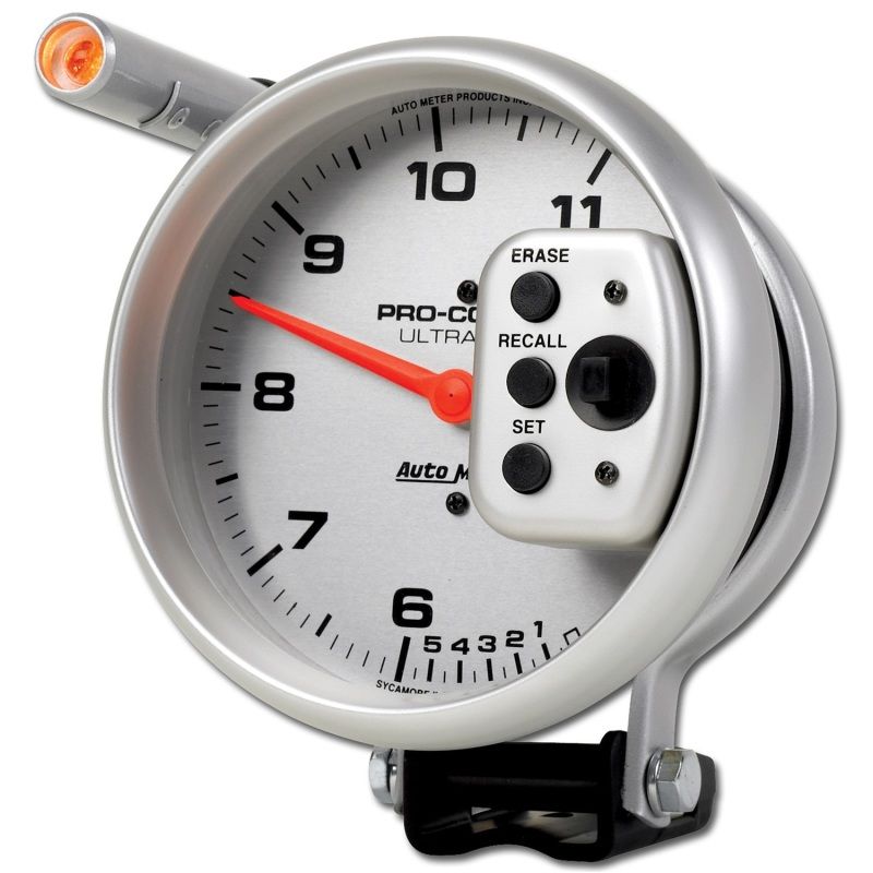 AutoMeter 6855 GAUGE, TACH, 5", 11K RPM, PEDESTAL W/ QUICK LITE, DUAL RANGE W/PEAK MEMORY, UL