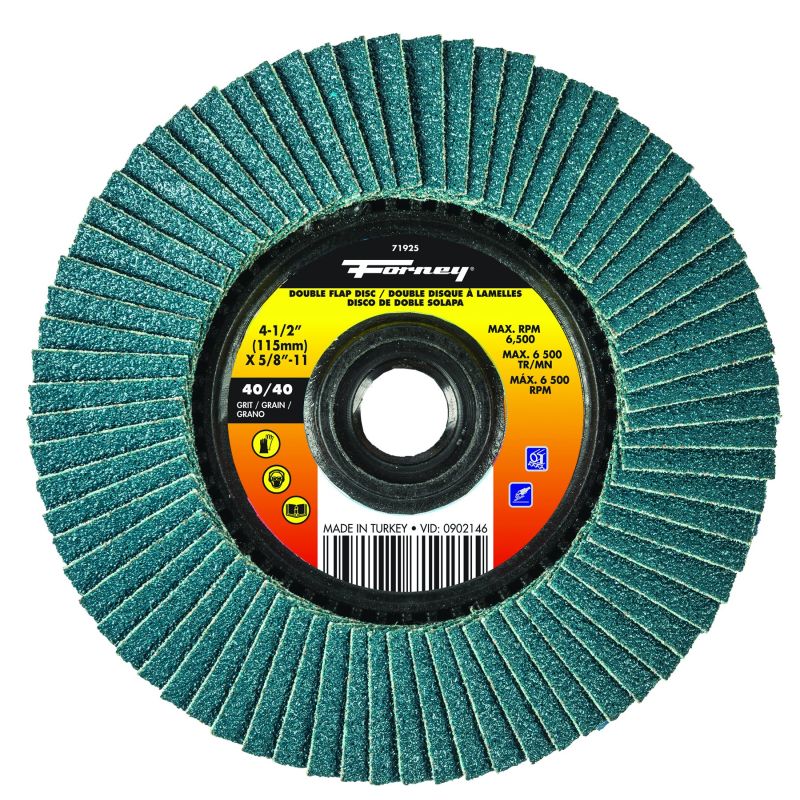Forney 71925 4 1/2" Double-Sided Flap Disc, 40/Grits