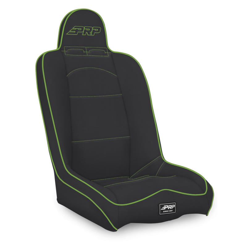 PRP Seats A140110-201-W PRP Daily Driver High Back Suspension Seat- Black/Green Vinyl