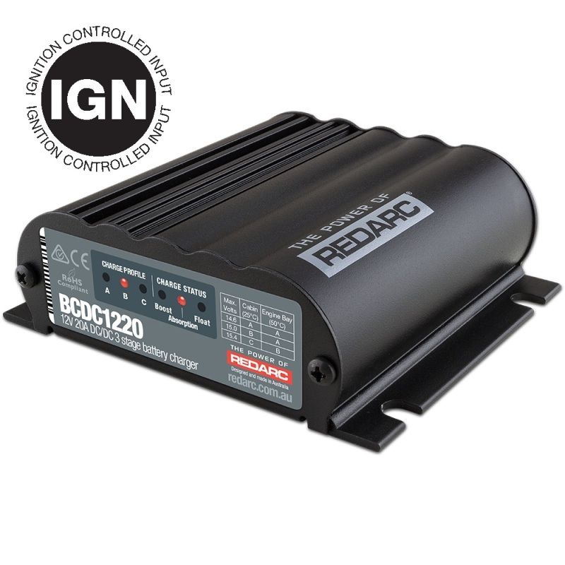 REDARC BCDC1220-IGN DC/DC 3-Stage In-Vehicle Battery Charger (Ignition Control) - 12V 20A