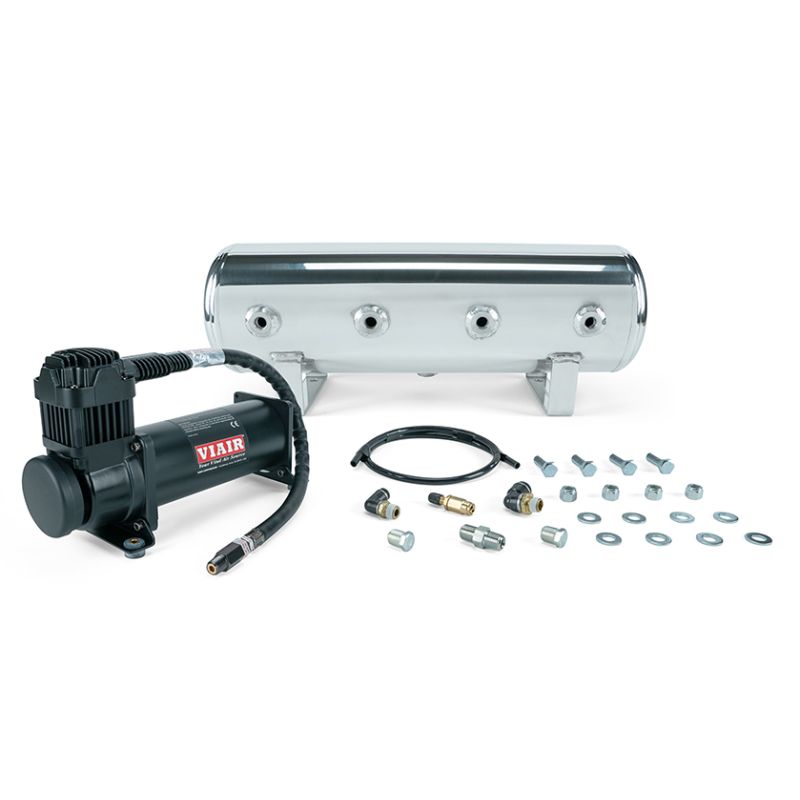 Air Lift 27805 2.5 Gal. Polished Tank w/ Viair 444b Blk Compressor (Incl. Fittings & Mounting Hardware)