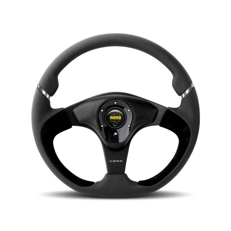 Momo Nero Steering Wheel 350 mm - Black Leather/Suede/Black Spokes