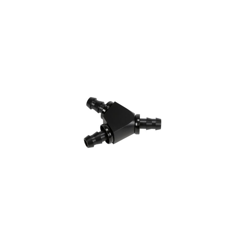 Fleece Performance Universal 3/8in Aluminum Y Barbed Fitting (For -6 Pushlock Hose) - Black Anodized
