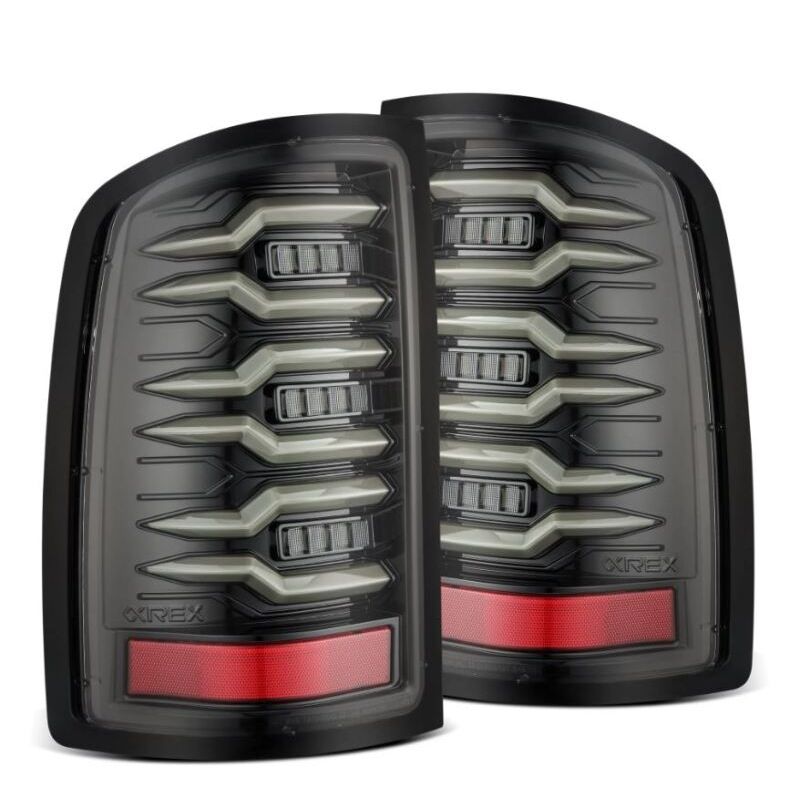 AlphaRex 630070 07-13 GMC Sierra 1500/2500HD/3500HD Luxx Series LED Tail Lights - Alpha Black