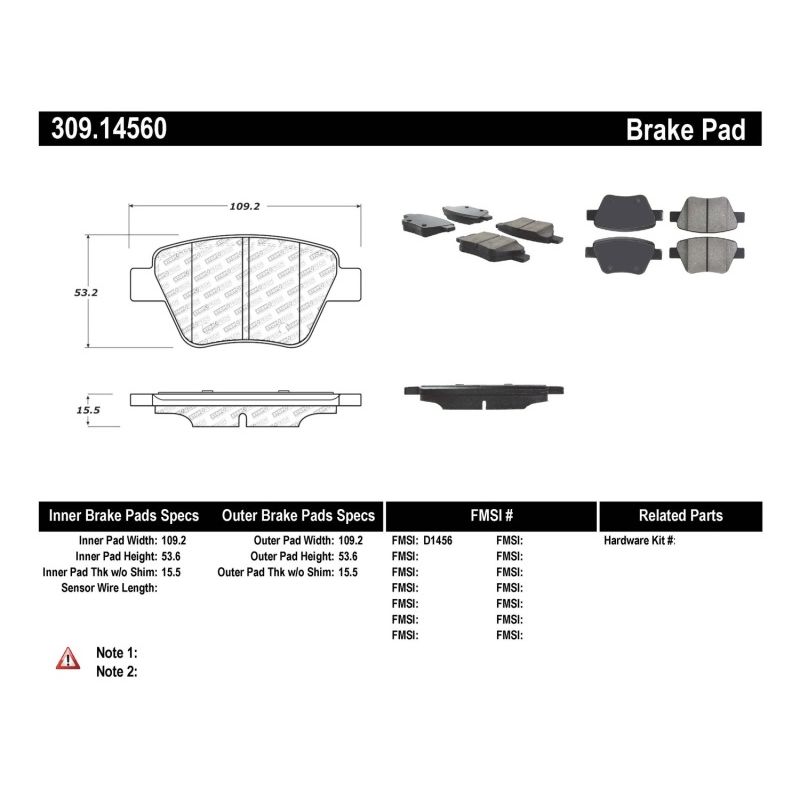 Stoptech 309.14560 Performance Volkswagen Rear Brake Pads