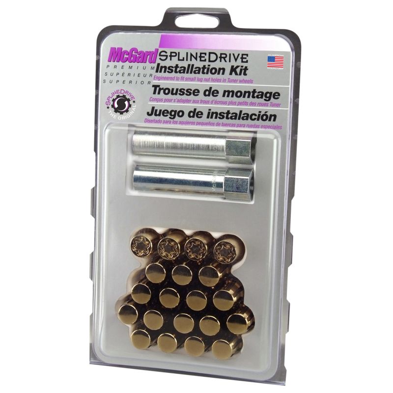 McGard (65557GDC 12X1.5 MCG 5 LUG SPLINEDRIVE KIT, GOLD W/WHL LKS CLAMSHELL)