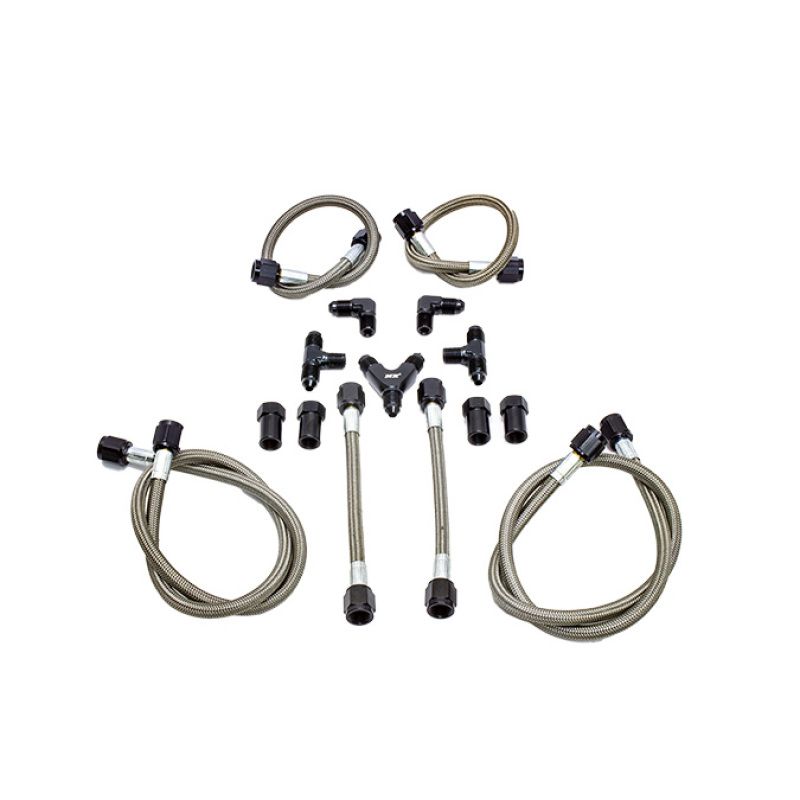 Snow Performance SNO-40045-BRD Water Quad Nozzle Stainless Steel Braided Line Upgrade