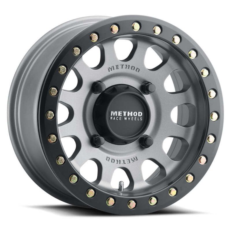 Method Wheels MR40157046852B Method MR401 UTV Beadlock 15x7 / 5+2/38mm Offset / 4x156 / 132mm CB Titanium Wheel- Matte Black Ring
