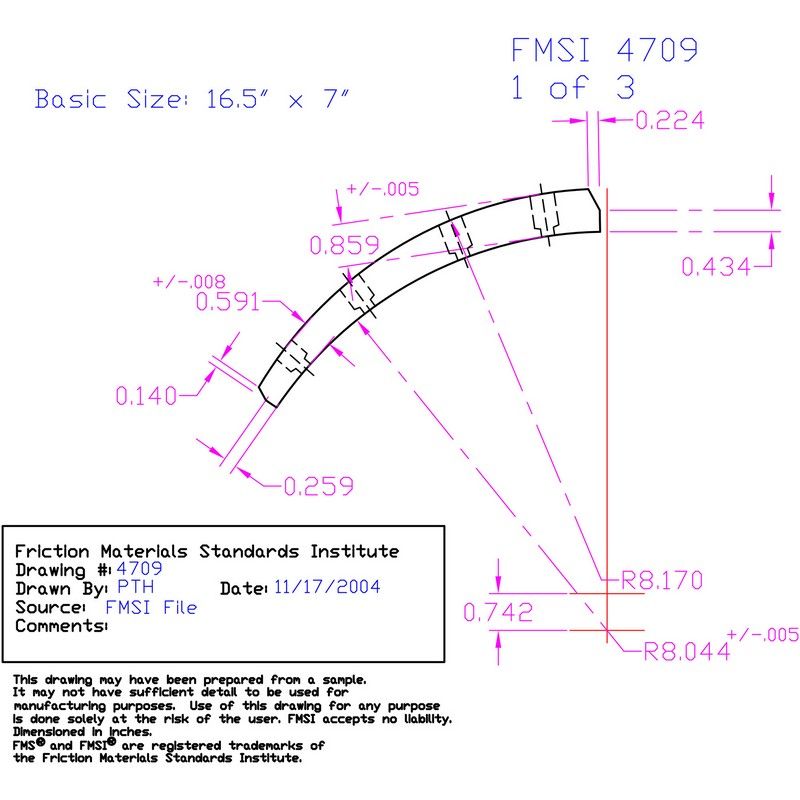 Abex Friction Products RSM4709DBLK Drum Brake Shoe Lining