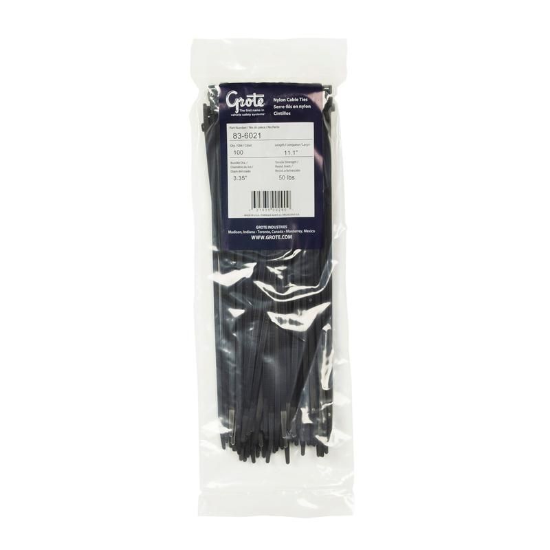 GROTE LIGHTING 83-6021 Nylon Cable Ties, Standard Duty, 11.10" Length, 100 Pack