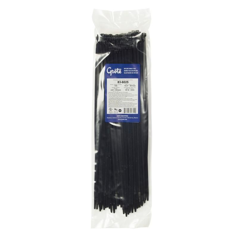 GROTE LIGHTING 83-6025 Nylon Cable Ties, Standard Duty, 14.10" Length, 100 Pack