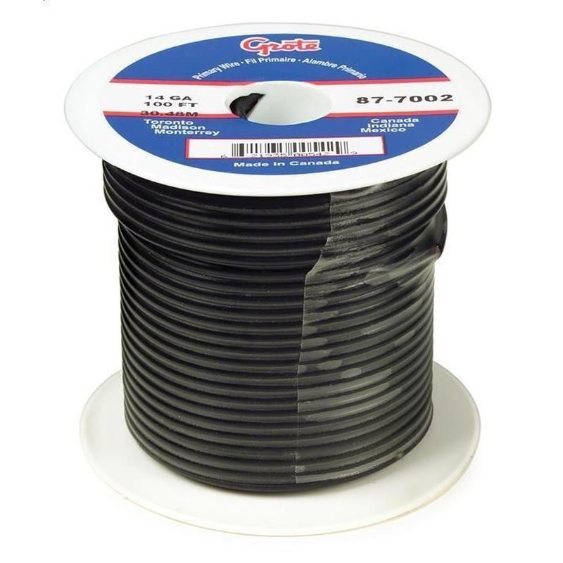 GROTE LIGHTING 89-8002 (GPT) General Purpose Thermo Plastic Wire, Clamshell Length 25' Black