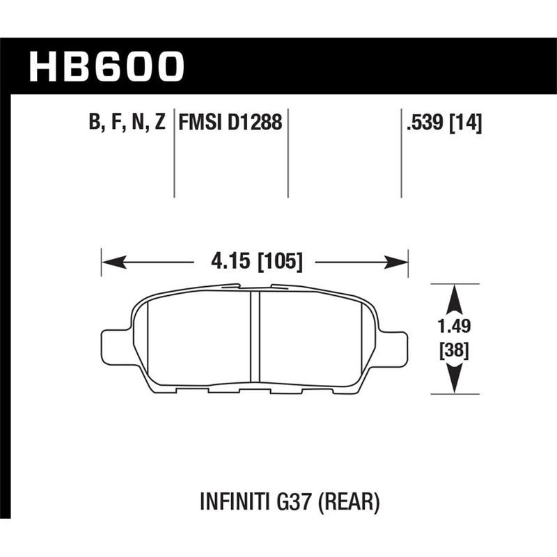 Hawk Performance HB600F.539 HPS Disc Brake Pad