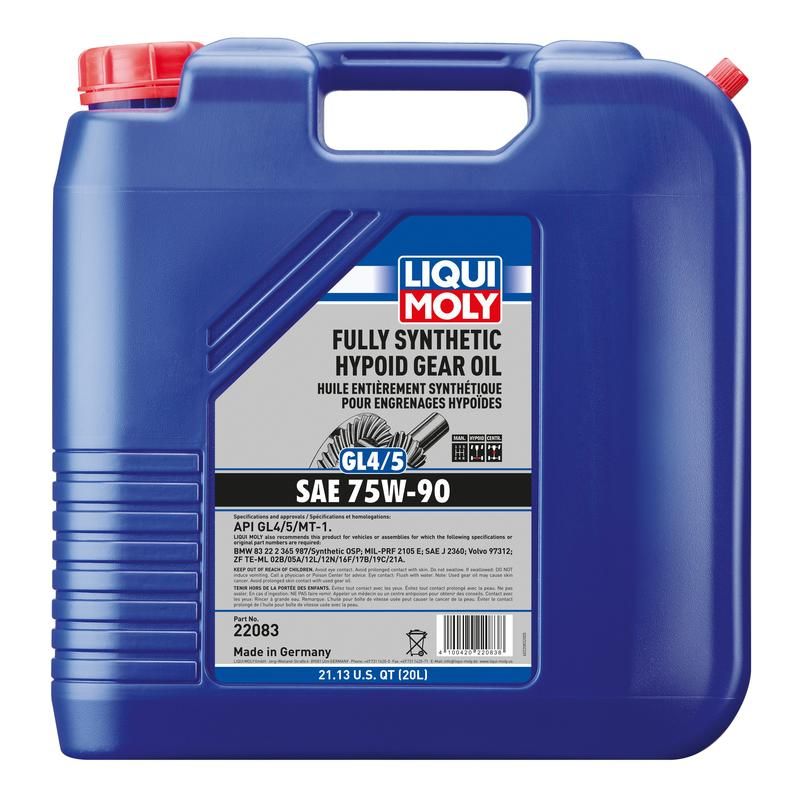 LIQUI MOLY 22083 Fully Synthetic Hypoid Gear Oil (GL4/5) SAE 75W-90