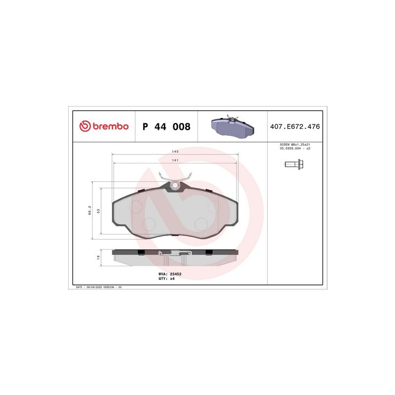 Brembo KT04204 Brembo low-met brake pad and UV coated vented  brake disc kit