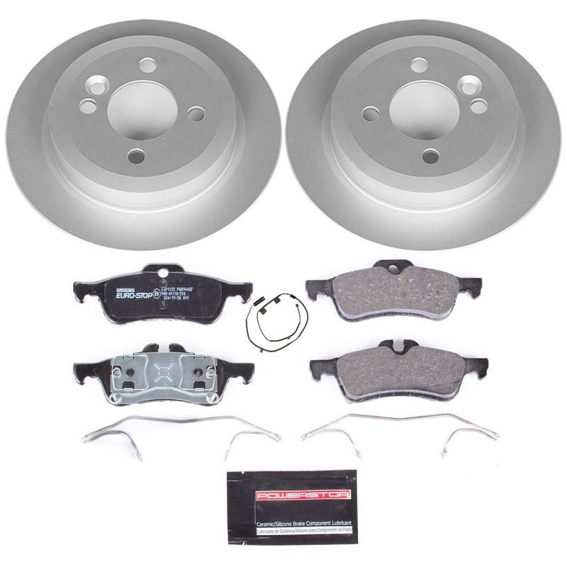 PowerStop ESK5726 Genuine Geomet Coated Rotors, ECE-R90 Brake Pads + Hardware Kit