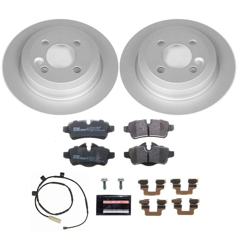 PowerStop ESK6331 Genuine Geomet Coated Rotors, ECE-R90 Brake Pads + Hardware Kit
