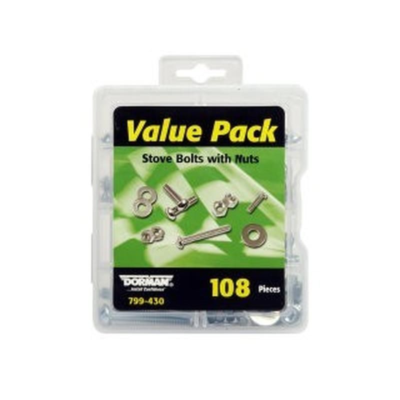 DORMAN 799-430 Stove Bolt With Nuts Value Pack- 13 Sku's- 108 Pieces