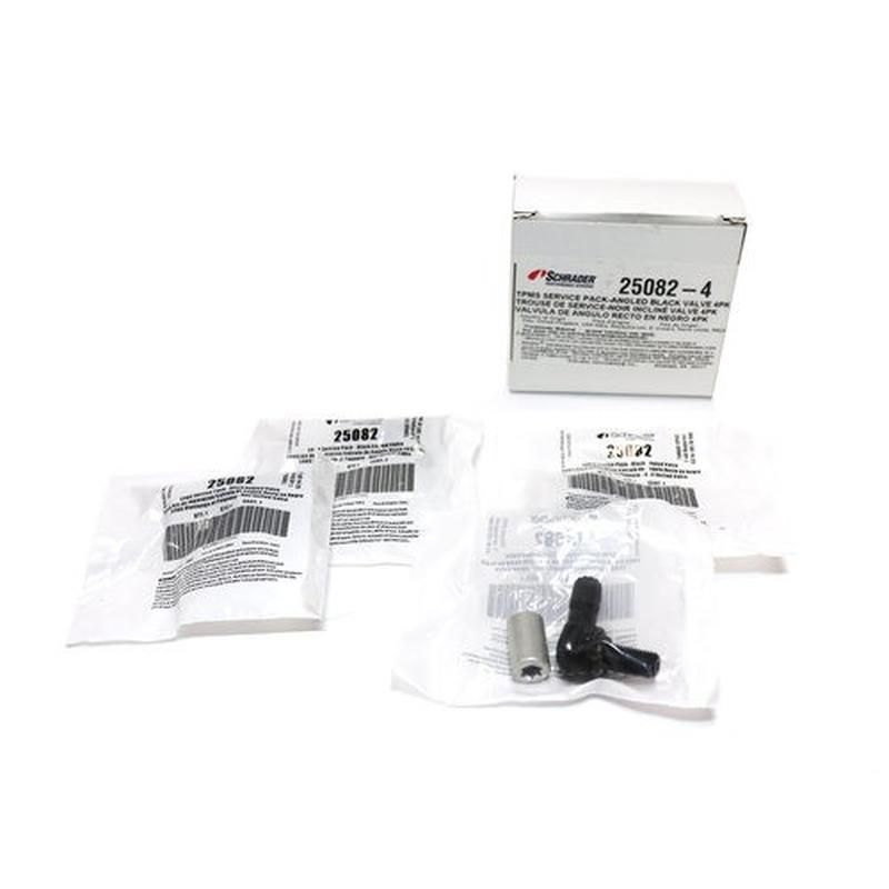 SCHRADER VALVES 25082-4 Angled Black Aluminum Valve Assembly for Schrader 90 Degree EZ-sensor - 4 Pk