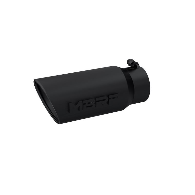 MBRP Exhaust T5051BLK Tip; 5in. O.D. Angled Rolled End 4in. inlet 12in. Length; BLK