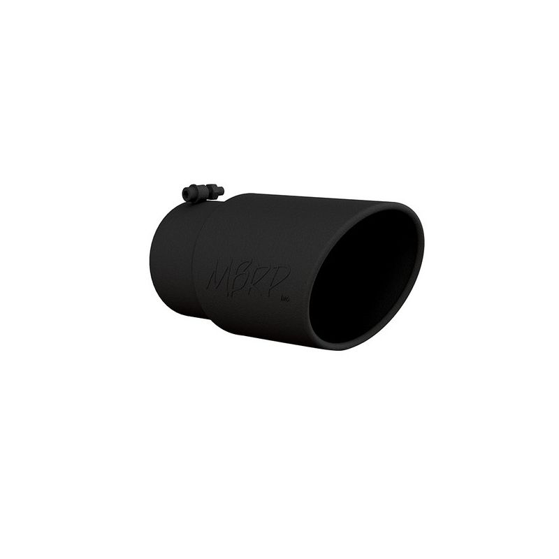 MBRP Exhaust T5075BLK Tip; 6in. O.D. Angled Rolled End 5in. inlet 12in. length; Black Series.