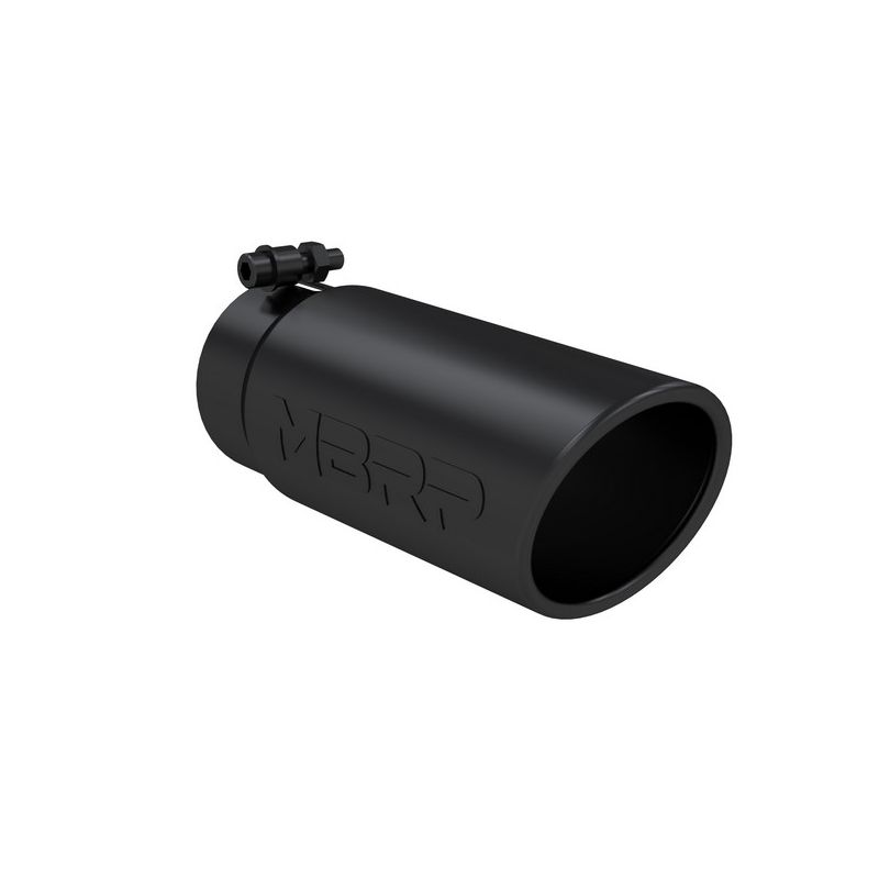 MBRP Exhaust T5112BLK Tip; 4in. O.D. Angled Rolled End 3in. inlet 10in. Length; BLK.