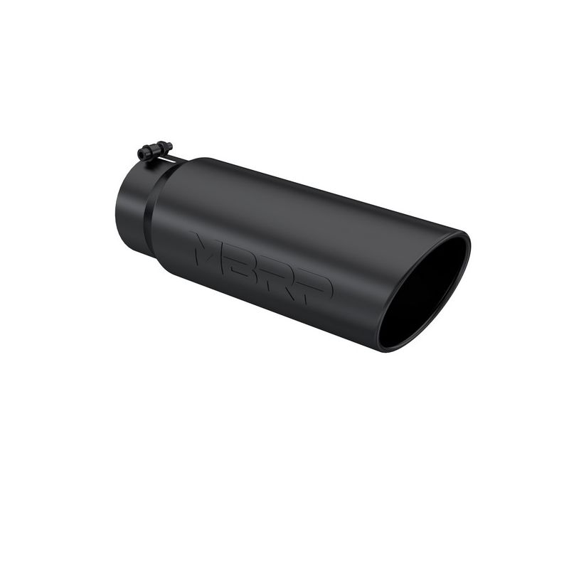 MBRP Exhaust T5125BLK Tip; 6in. O.D.; Angled Rolled End; 5in. inlet 18in. in length; BLK.