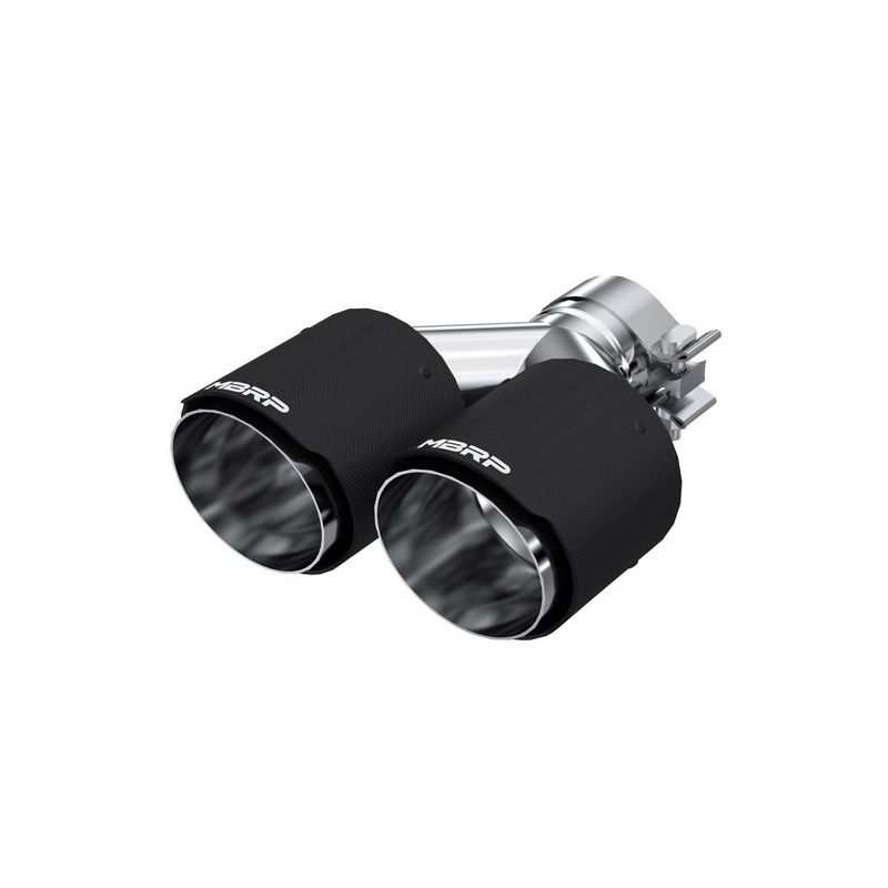MBRP Exhaust T5177CF 2.5" Inlet; 4.0" OD Dual Out; Carbon Fiber Exhaust Tip.