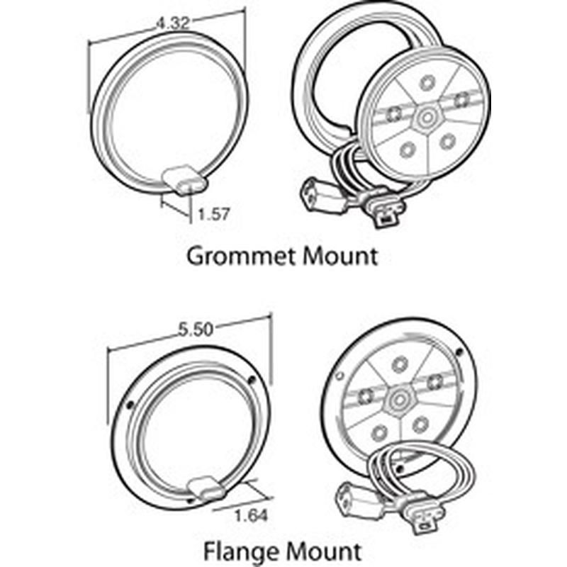TRUCK-LITE 44349C Super 44, LED, 4", Round, 6 Diode, License Light