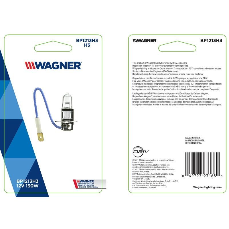 WAGNER LIGHTING BP1213/H3 Standard Multi-Purpose Light Bulb Card of 1