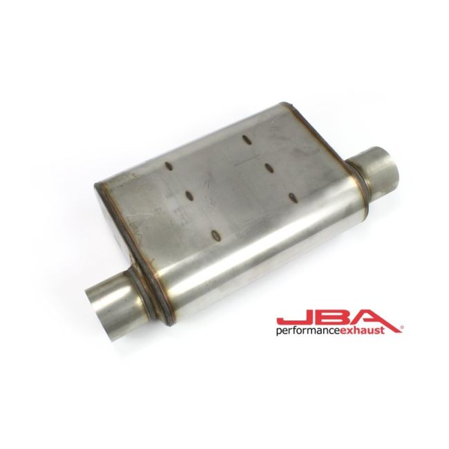 JBA Universal Chambered Style 304SS Muffler 13x9.75x4in 3in In/Out Dia Offset/Offset (Same Side)