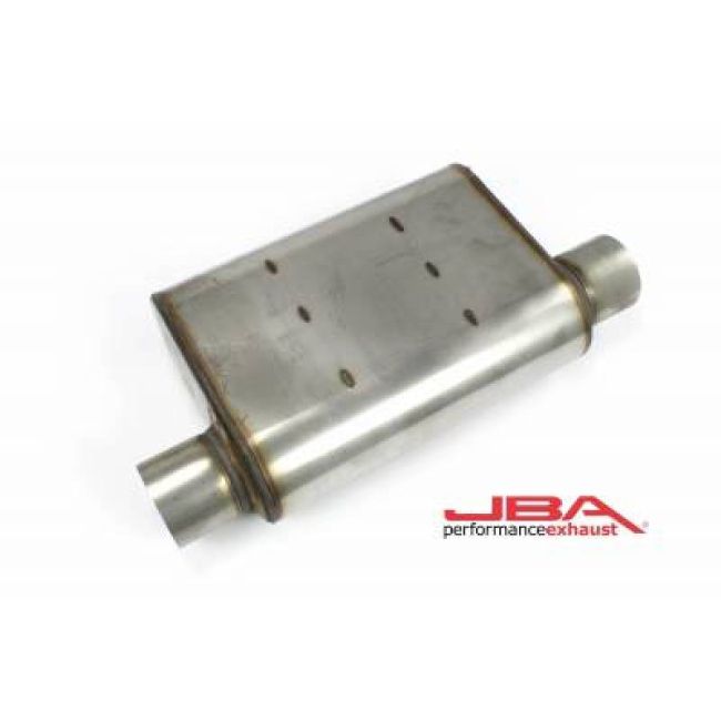 JBA Universal Chambered Style 304SS Muffler 13x9.75x4in 3in In/Out Dia Offset/Offset (Same Side)