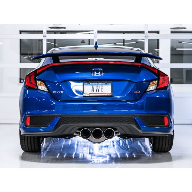 AWE Tuning 3810-52018 17-20 Honda Civic Si 1.5L Turbo Dual-to-Triple Tip Conversion Kit - Chrome Silver Tip
