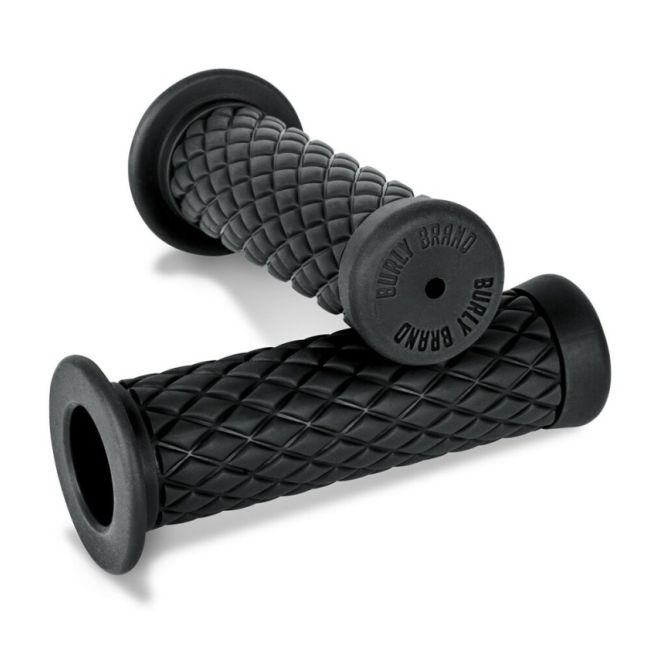 Burly Brand B16-1004 Rubber Diamondback Grips 7/8in - Black
