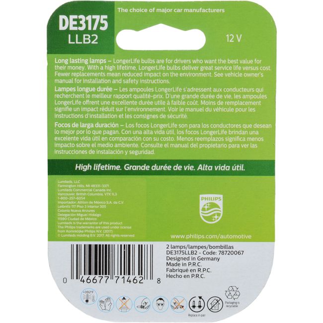Philips DE3175LLB2 Philips LongerLife Miniature DE3175LL