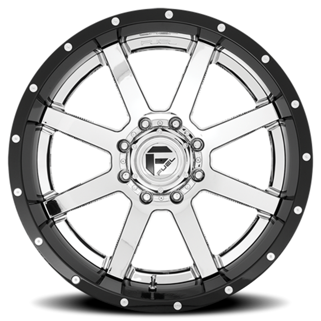 Aluminum Wheels 20X12 Maverick D260 8 On 165.1 Chrome/Gloss Black Lip 125.2 Bore -44 Offset Fuel Off Road Wheels