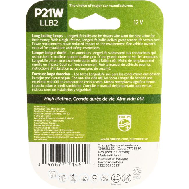 Philips P21WLLB2 Philips LongerLife Miniature P21WLL