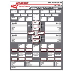 LONGACRE LON52-22528 Chassis Set Up/Tire Sheet