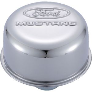 FORD FRD302-220 Chrome Steel Breather W/Ford Mustang Logo