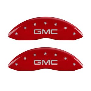 MGP 2 Caliper Covers Engraved Front GMC Red Finish Silver Characters 2008 GMC Canyon