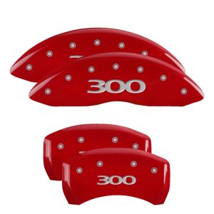 MGP 32004S300RD 4 Caliper Covers Engraved Front & Rear 300 Red finish silver ch