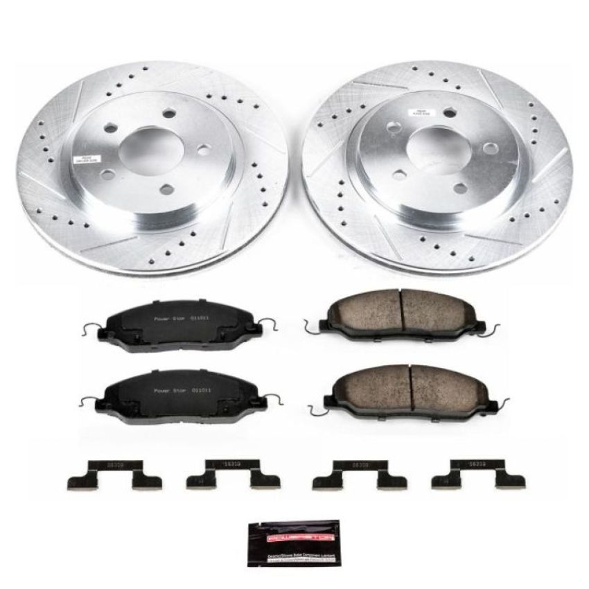 PowerStop K1384 Z23 Daily Driver Carbon-Fiber Ceramic Brake Pad and Drilled & Slotted Rotor Kit