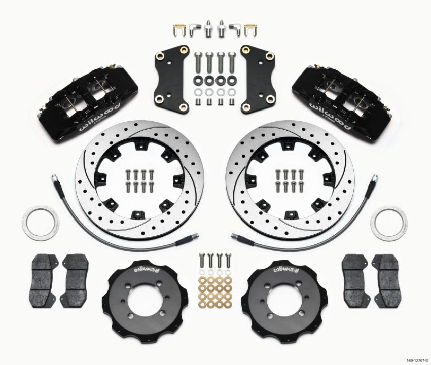 Wilwood 140-12767-D Dynapro 6 Front Hat Kit 12.19in Drilled 2012 Fiat 500 w/ Lines